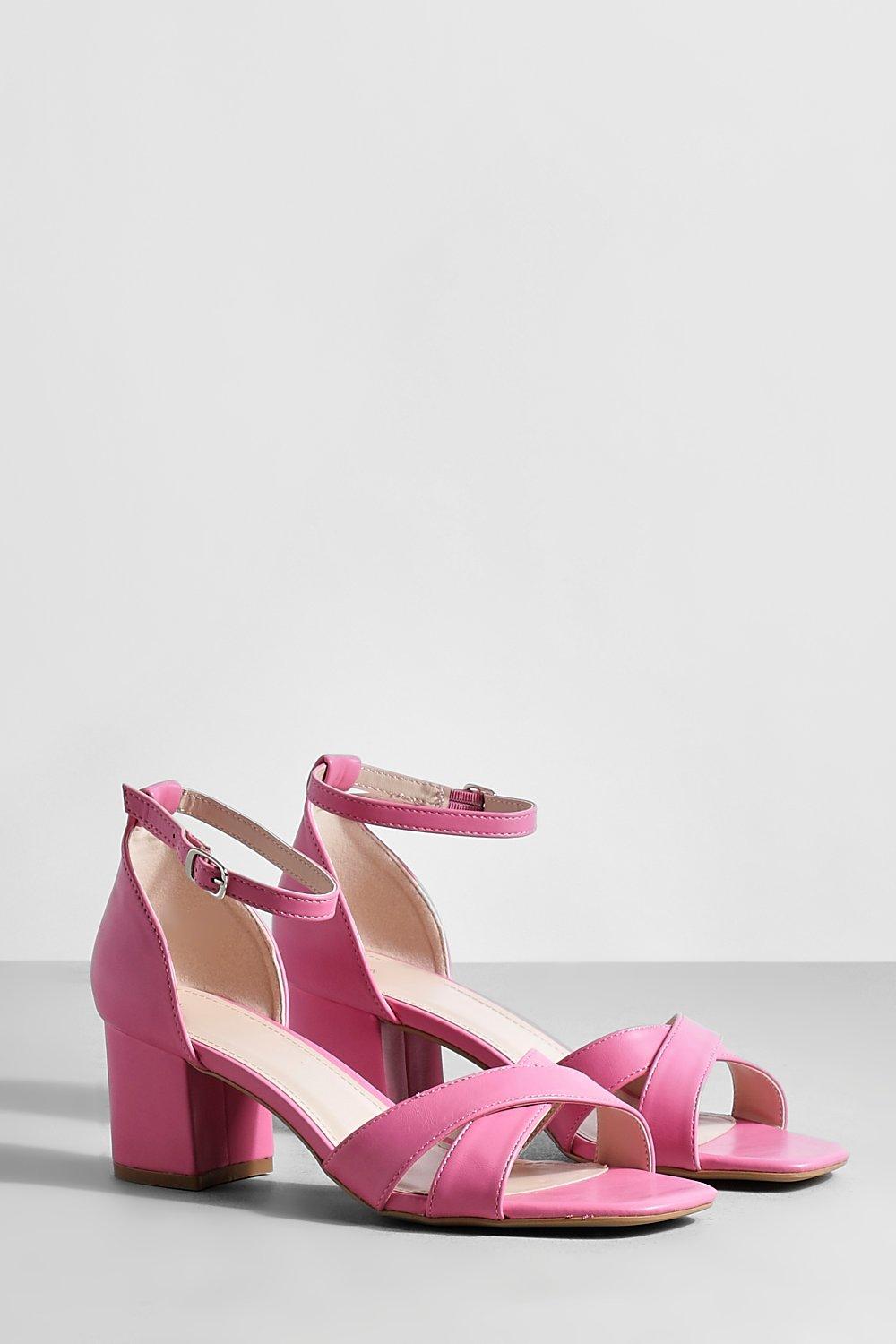 Pink low block heels hotsell